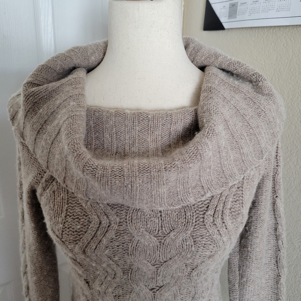 LOFT Wool Blend Cowl Neck Cable Knit Dress Size XS